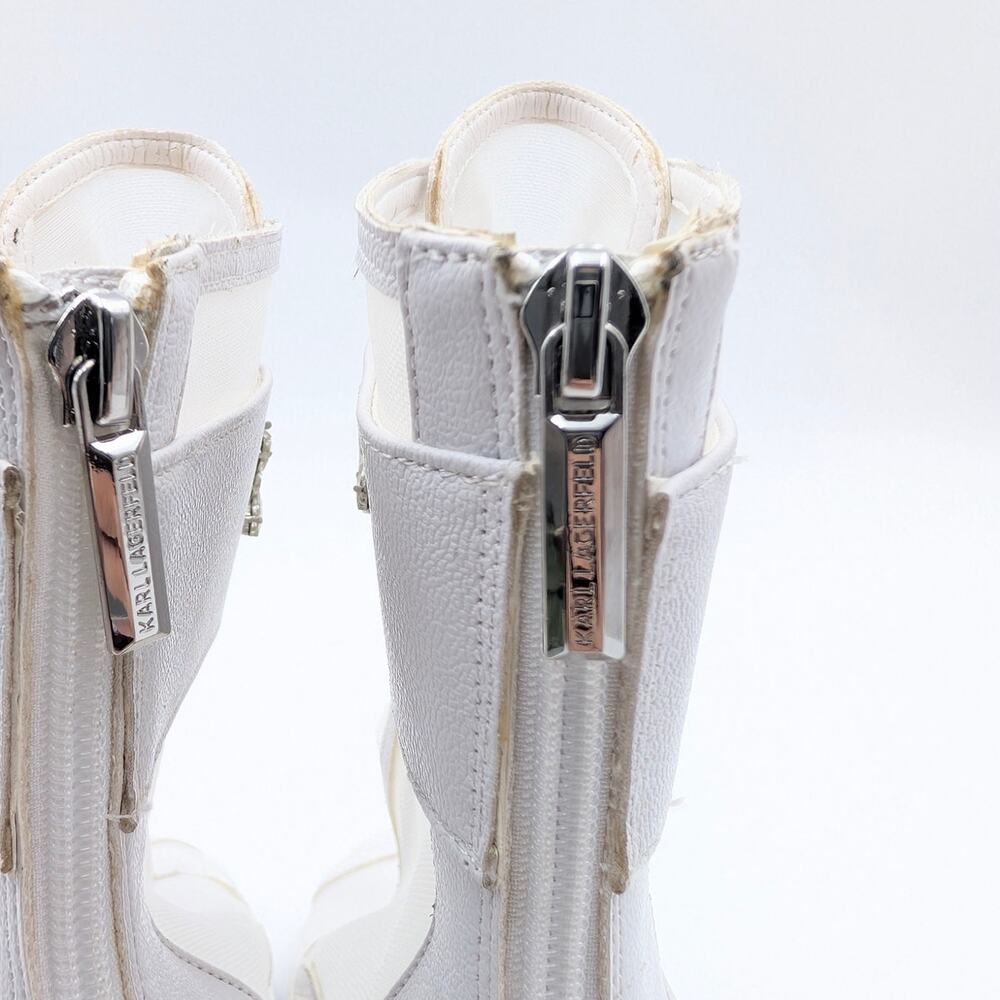 Karl Lagerfeld Blayze Mesh Ankle Heel Booties Women's White Size US8M EU38.5B - Picture 8 of 11